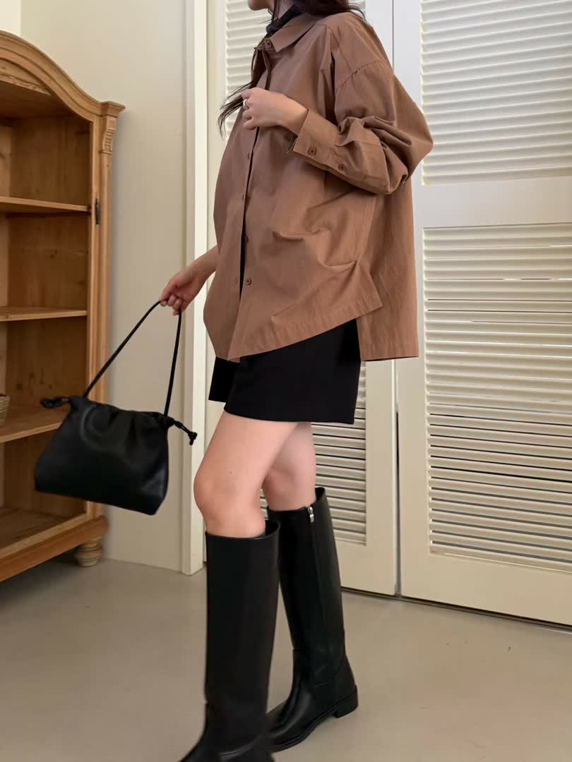 早秋正韓女裝：腰線自己跑出來的綁帶襯衫 - 商品圖片 2