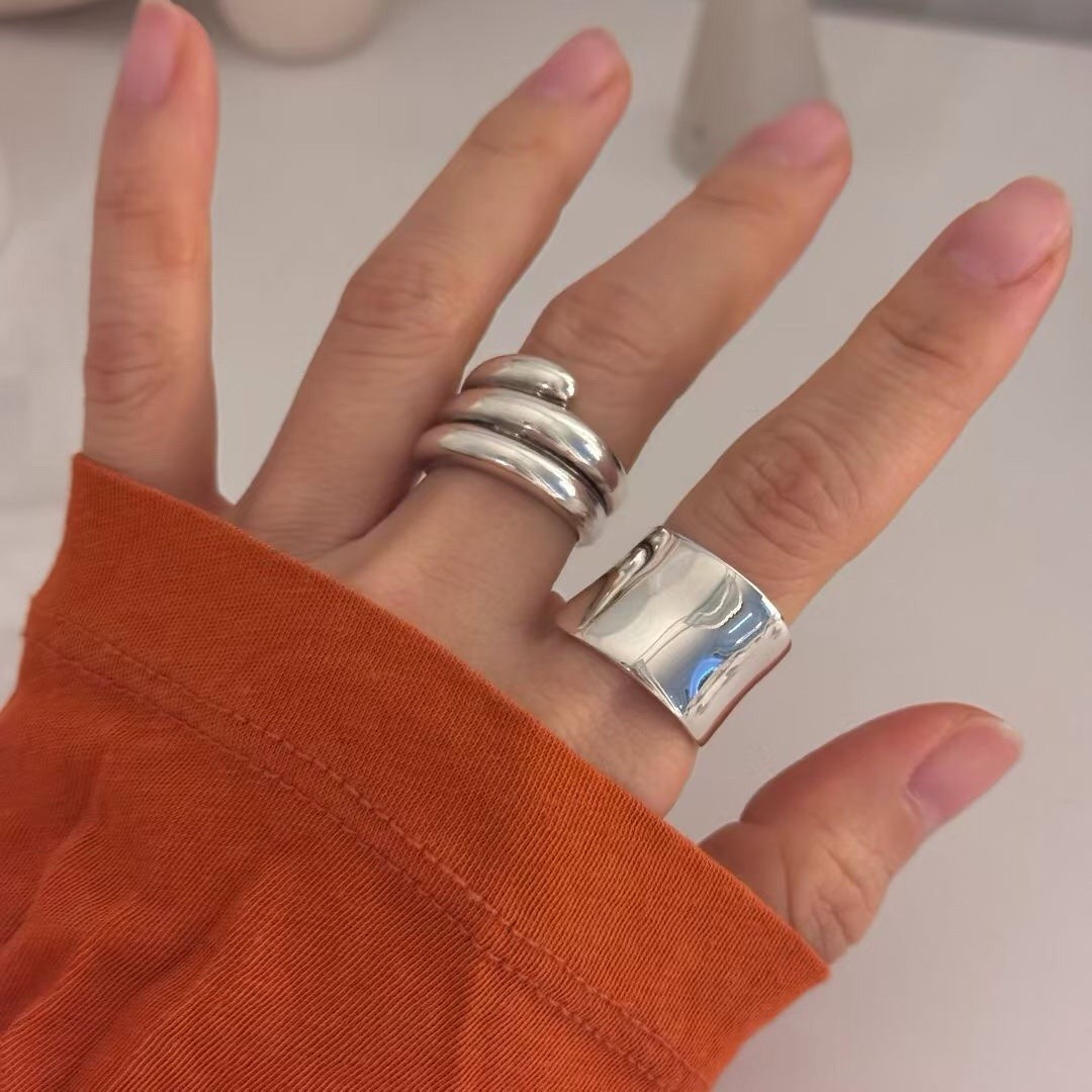 立體流線造型銀戒