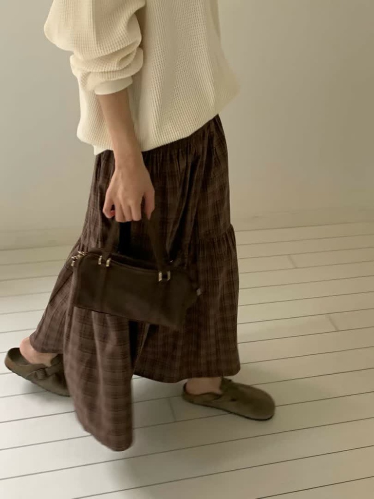 HO家格紋縮褶長裙 商品圖 8