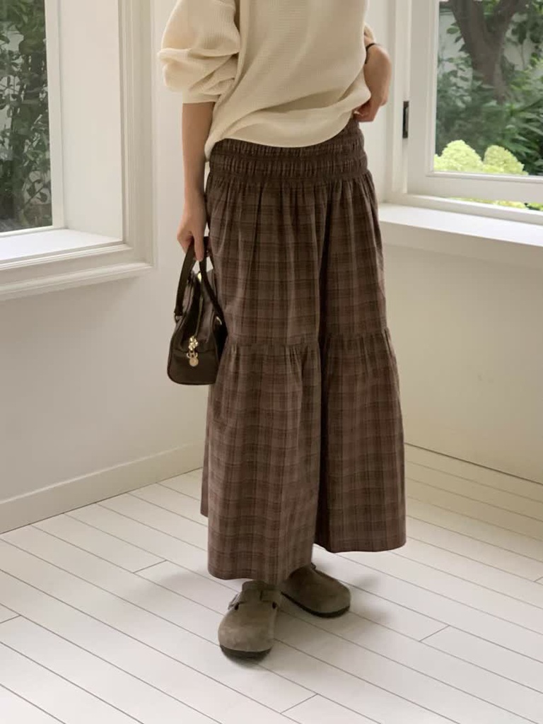 HO家格紋縮褶長裙 商品圖 10