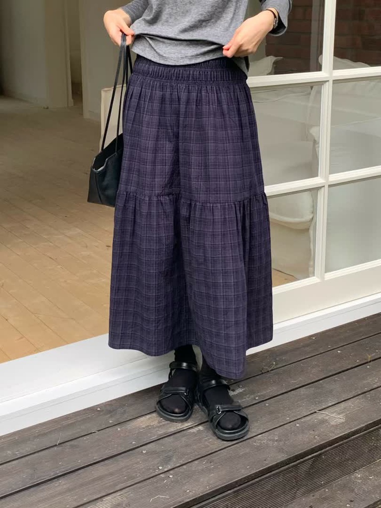 HO家格紋縮褶長裙 商品圖 11