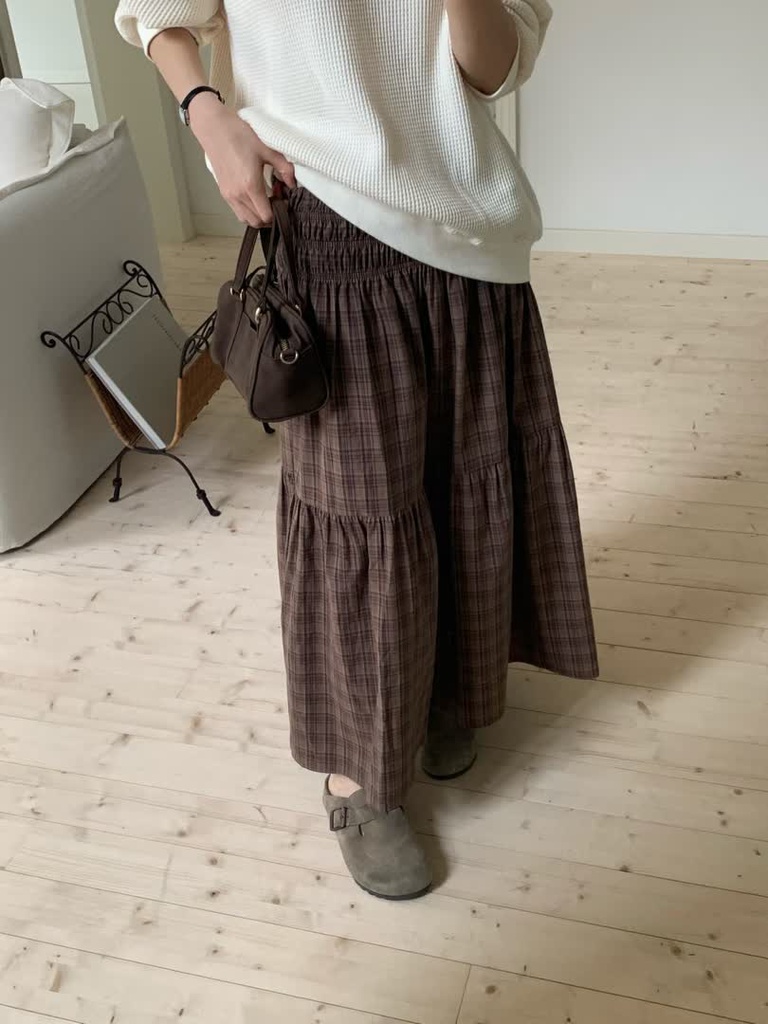 HO家格紋縮褶長裙 商品圖 12