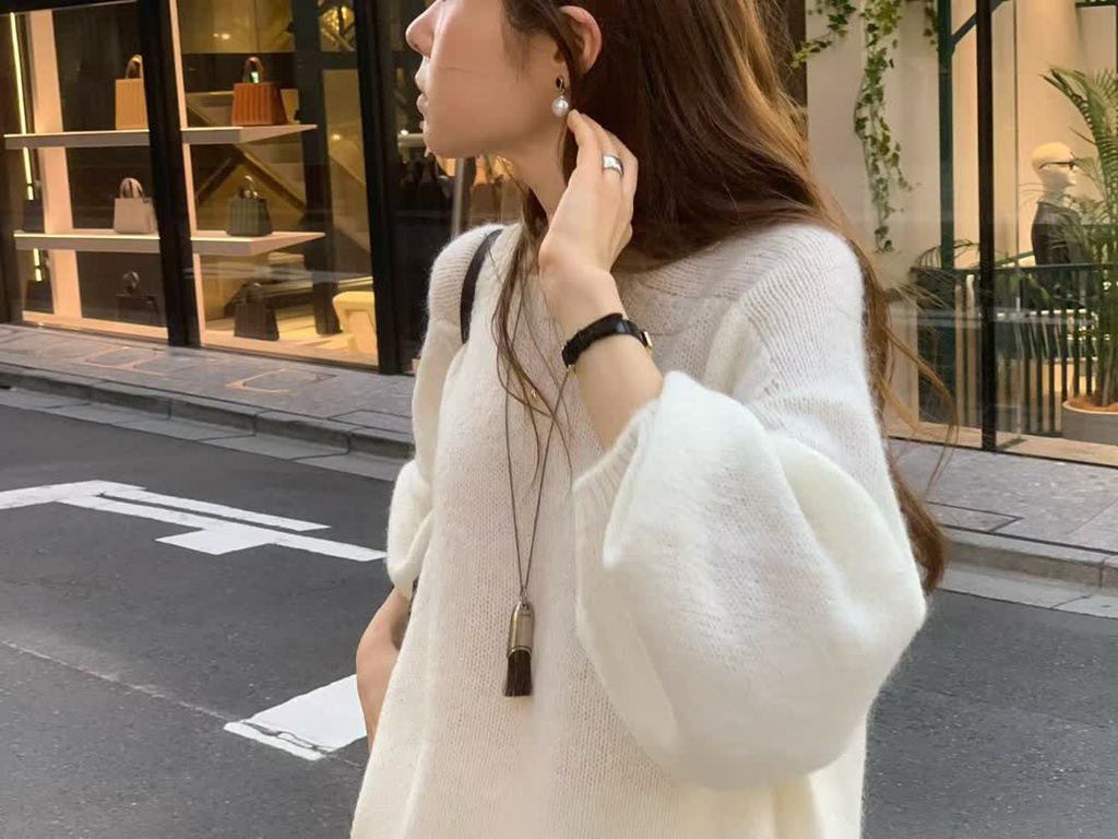 OU家氣球袖馬海毛針織衫 商品圖 9