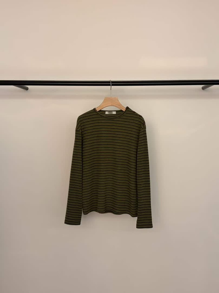 LE家釦肩條紋長袖T 商品圖 1