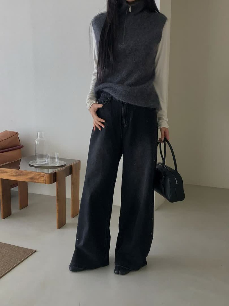 AL家鉚釘寬版牛仔褲 商品圖 2