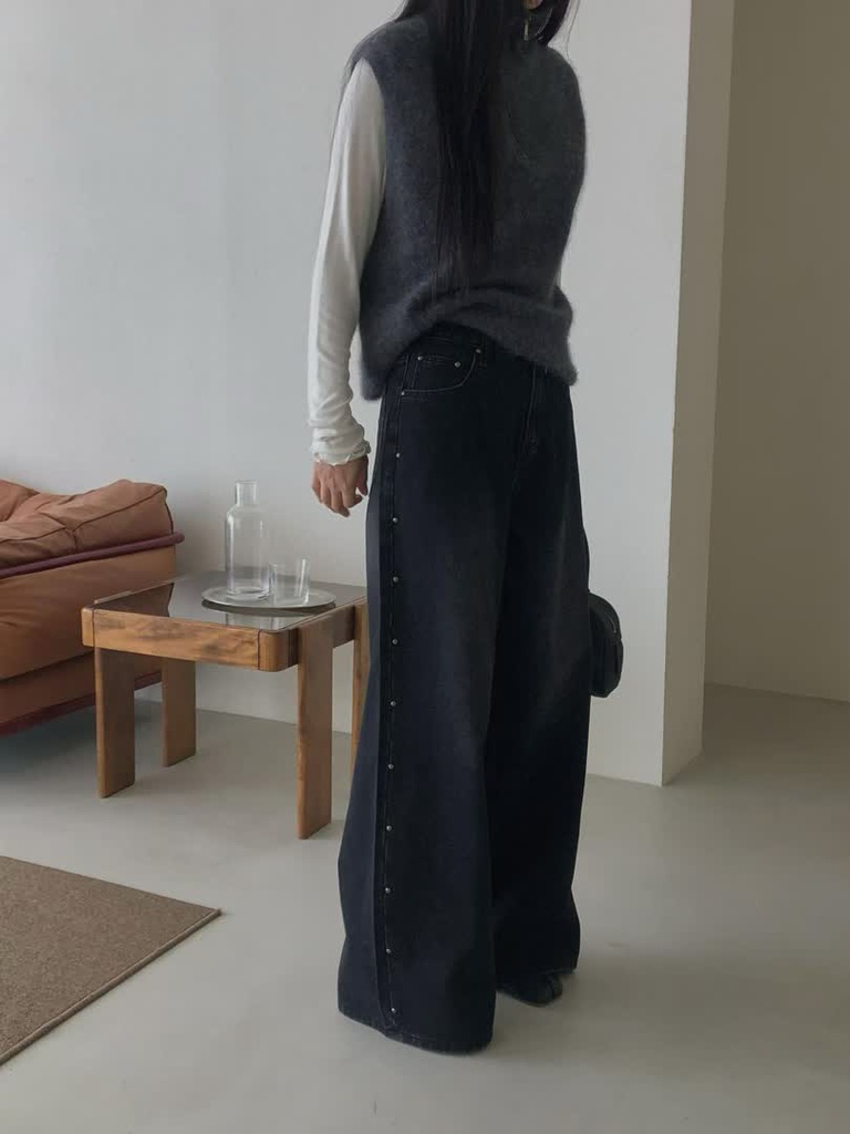 AL家鉚釘寬版牛仔褲 商品圖 4