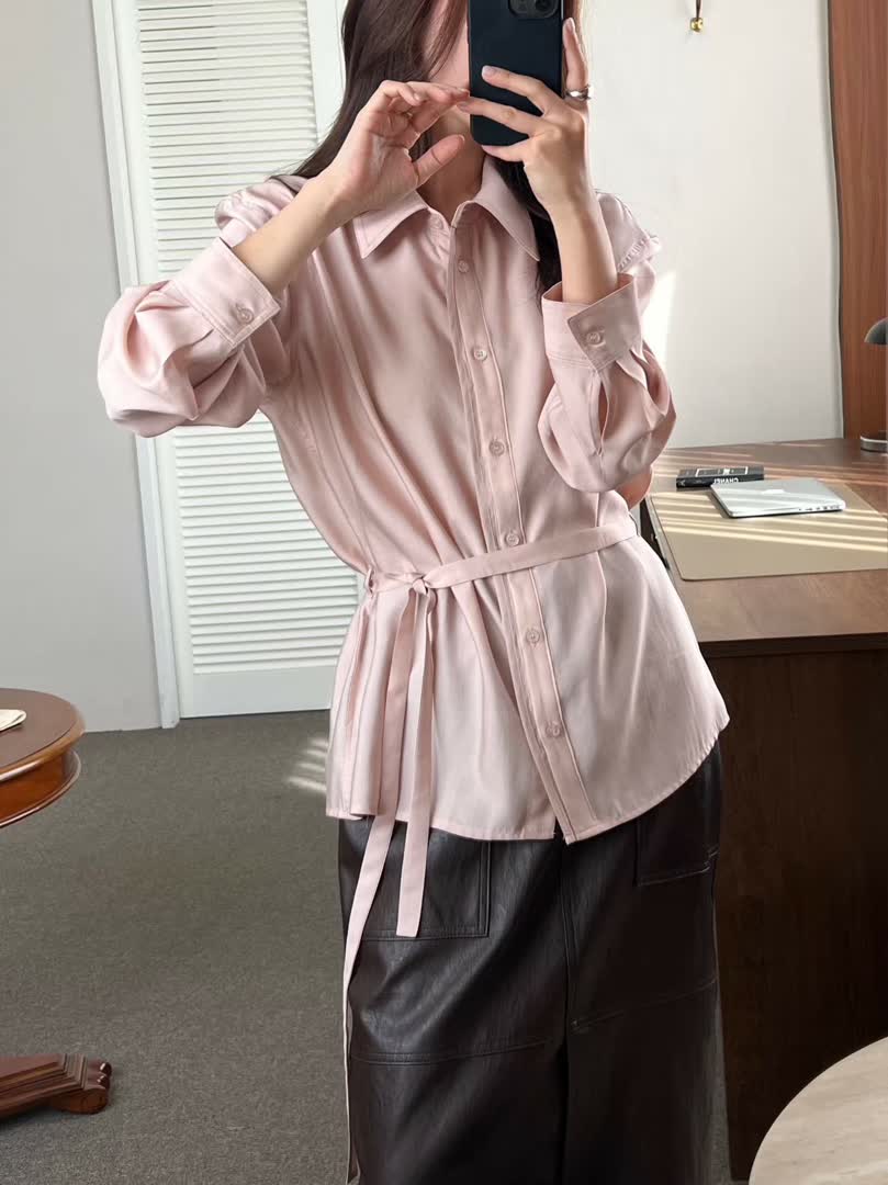 2G家綁帶長袖襯衫