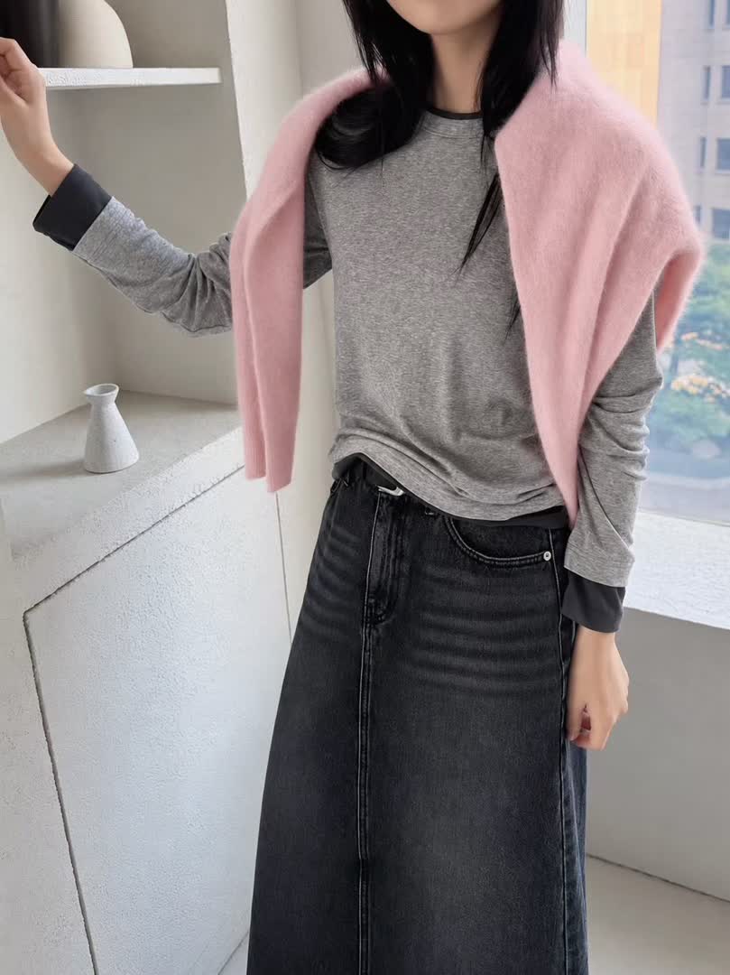 2G家撞色長袖圓領上衣