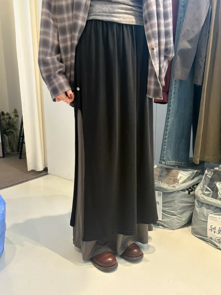 OS家拼色雙層鬆緊半身長裙 商品圖 5