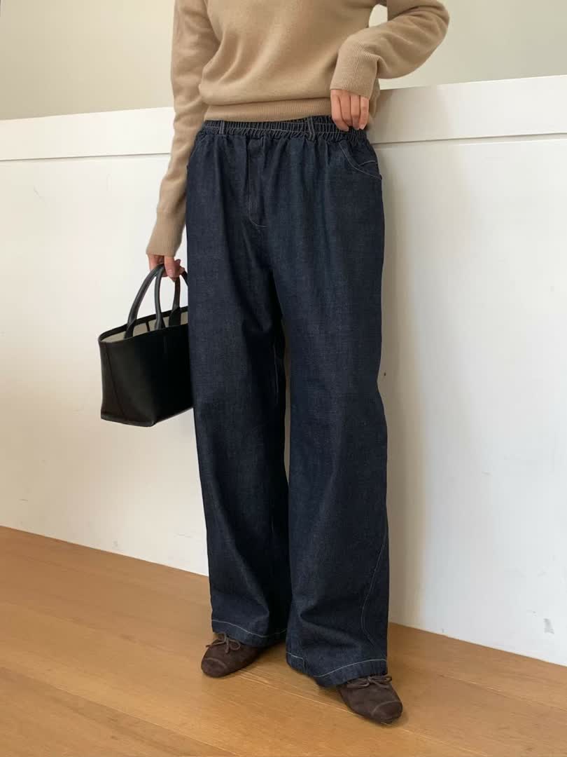 BL家寬版彎刀牛仔褲
