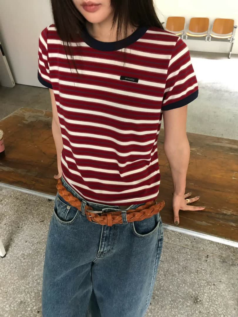AM家條紋撞色短袖上衣 商品圖 3