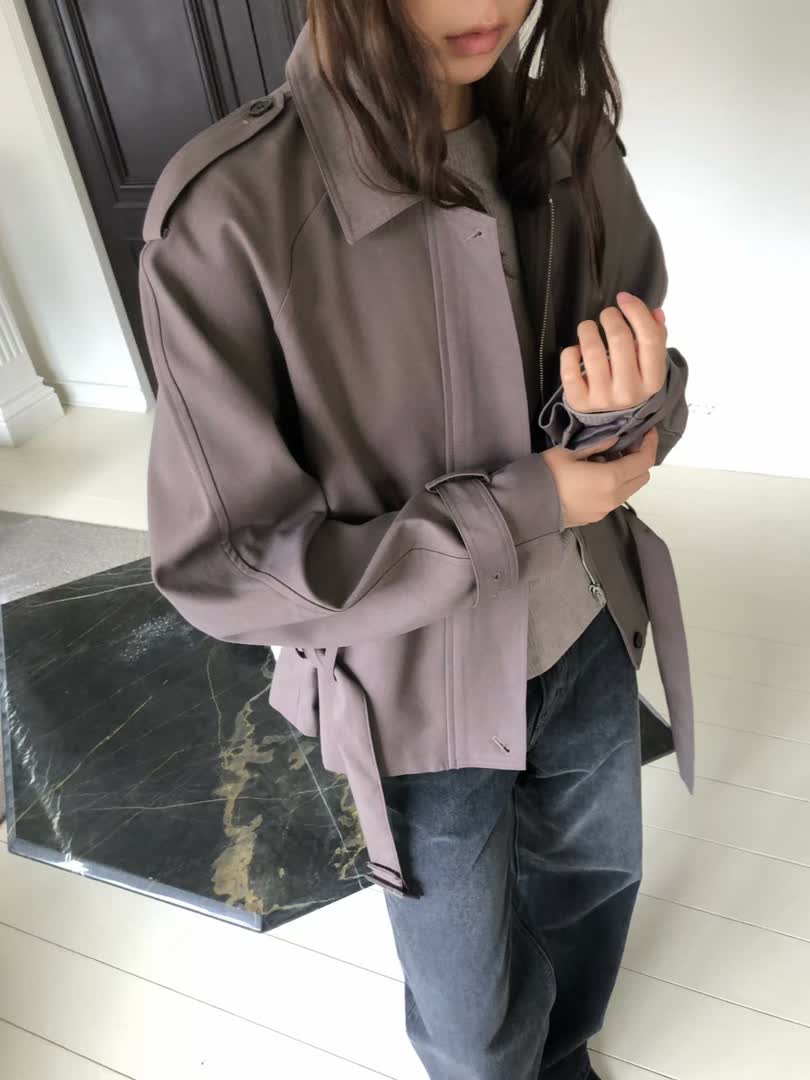 GA家藕色腰帶風衣外套