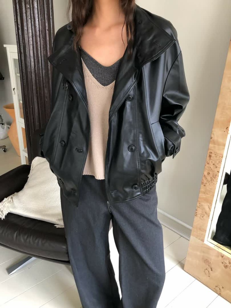 GA家皮革感排釦外套 商品圖 5