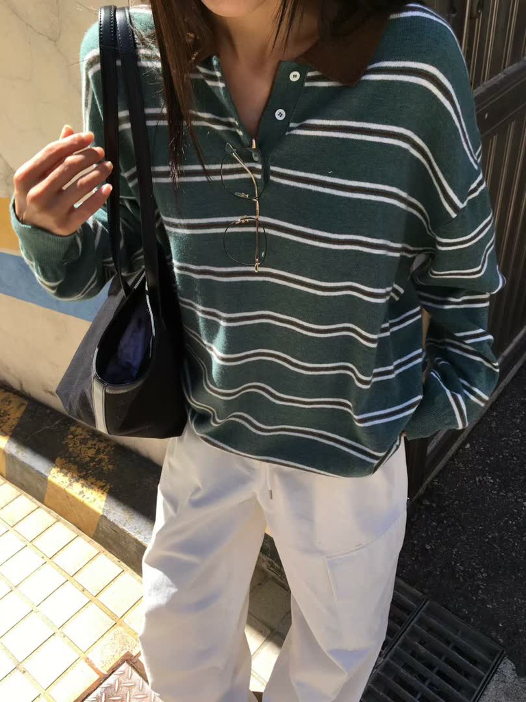 BP家條紋翻領針織Polo 商品圖 3