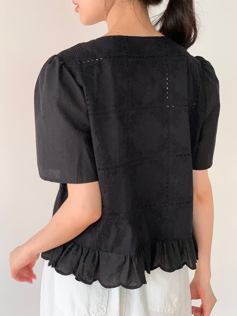 BA家V領鏤空刺繡上衣 商品圖 2
