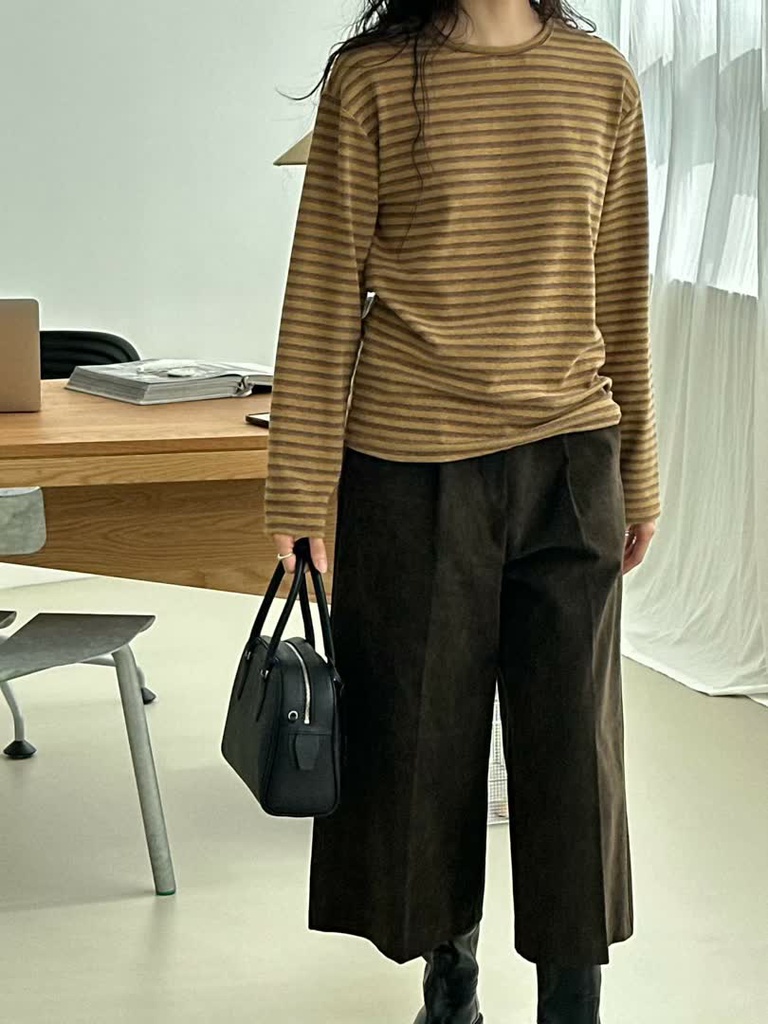 LE家肩釦條紋長袖上衣 商品圖 2
