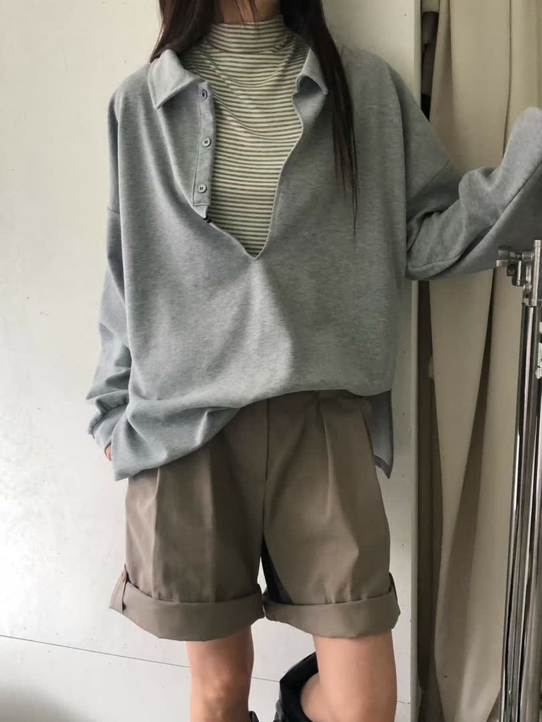 AM家寬版翻領POLO上衣