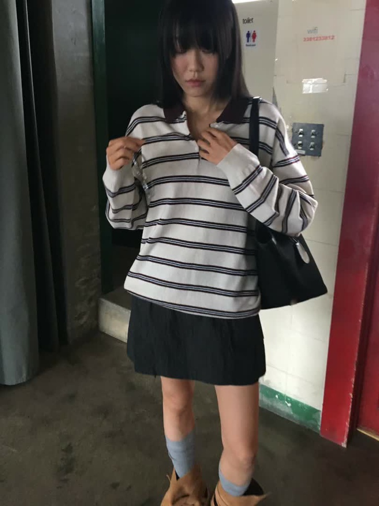 BP家條紋翻領針織Polo