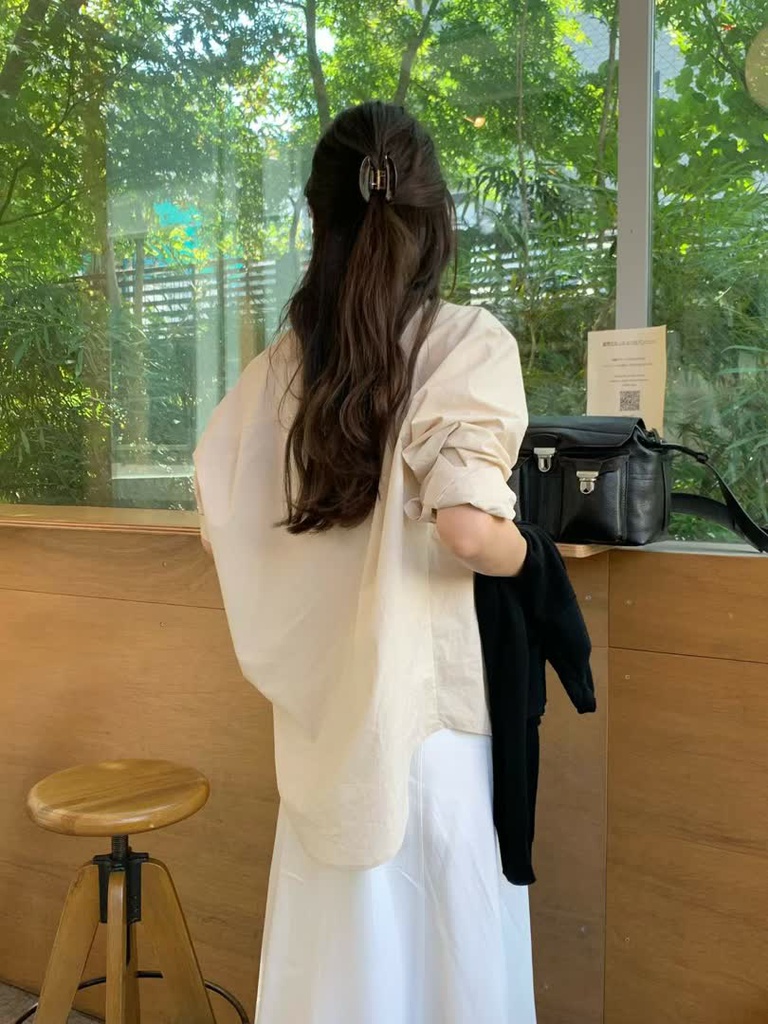 OU家棉質寬版襯衫