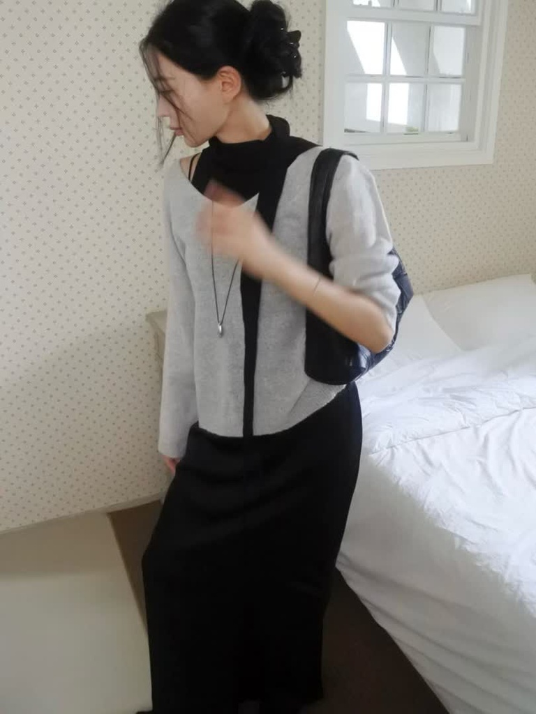 KI家繫帶領片羅紋背心