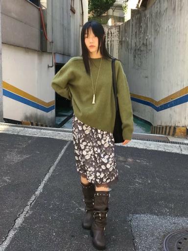 BP家蕾絲花卉緞面半身裙