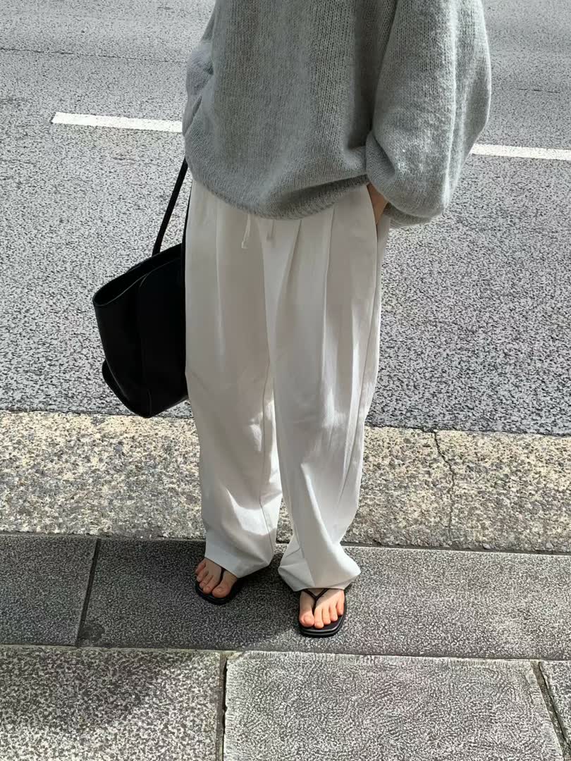 OU家雙褶直筒寬褲
