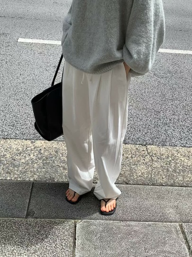 OU家雙褶直筒寬褲