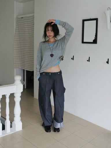 KI家口袋工作寬褲